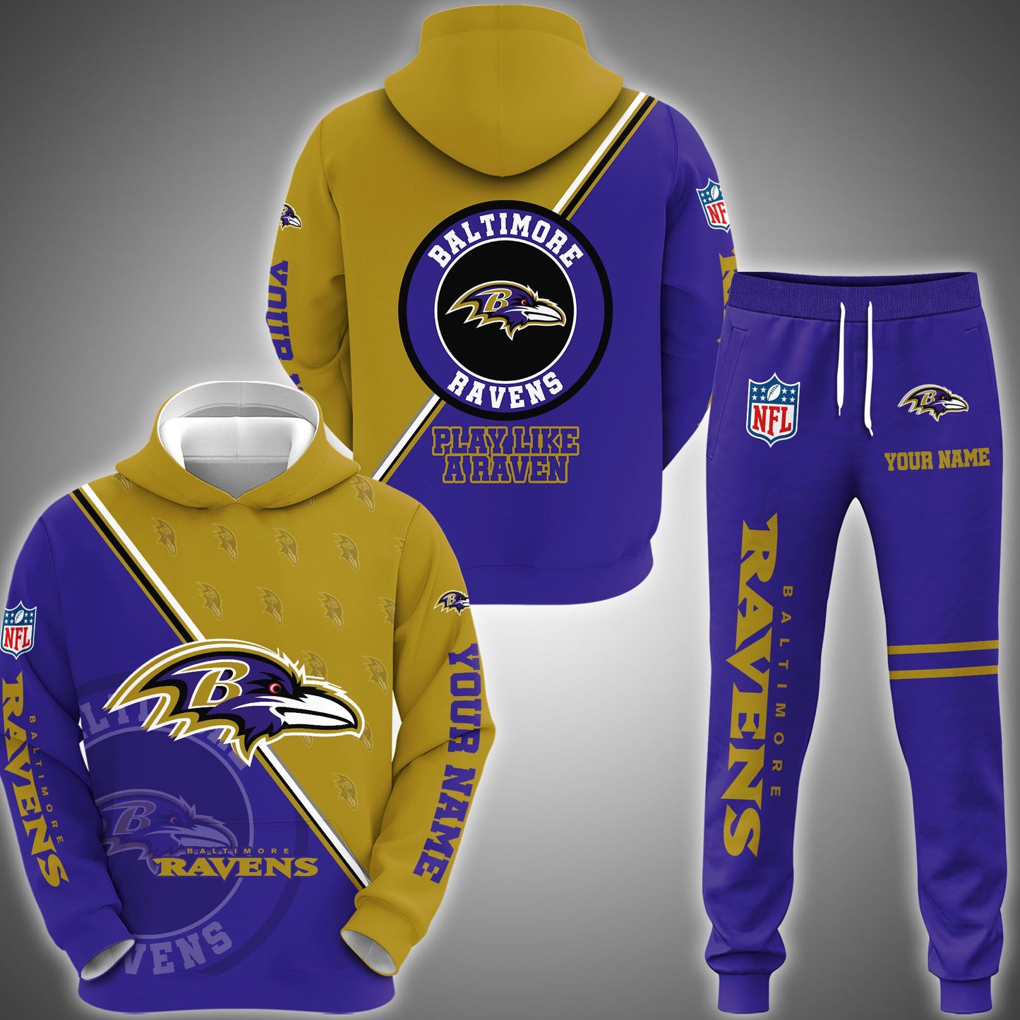 Baltimore Ravens Combo Hoodie And Sweatpants Custom Your Name, Sport Clothings, Sport Gifts ETRG-62940