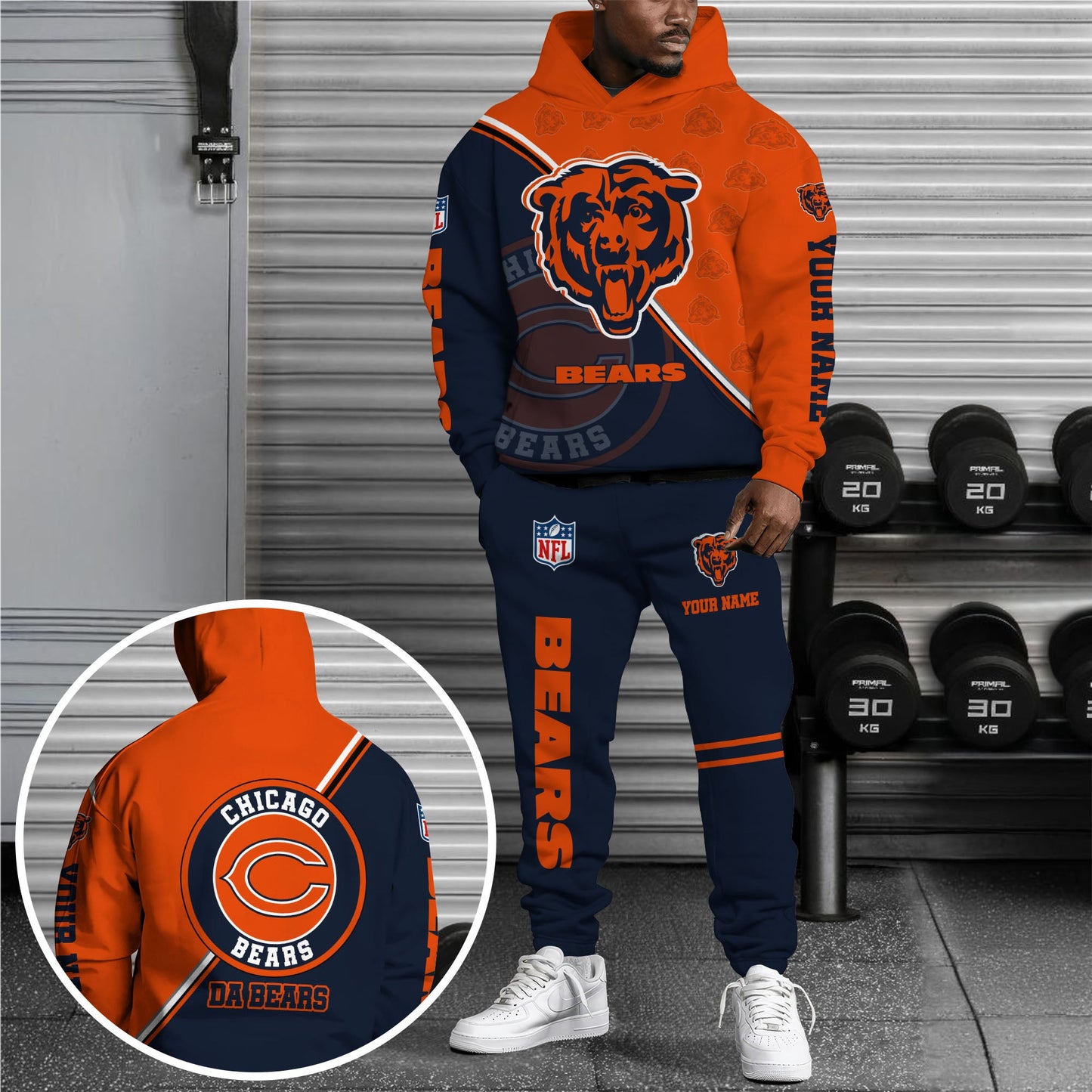 Chicago Bears Combo Hoodie And Sweatpants Custom Your Name, Sport Clothings, Sport Gifts ETRG-62940
