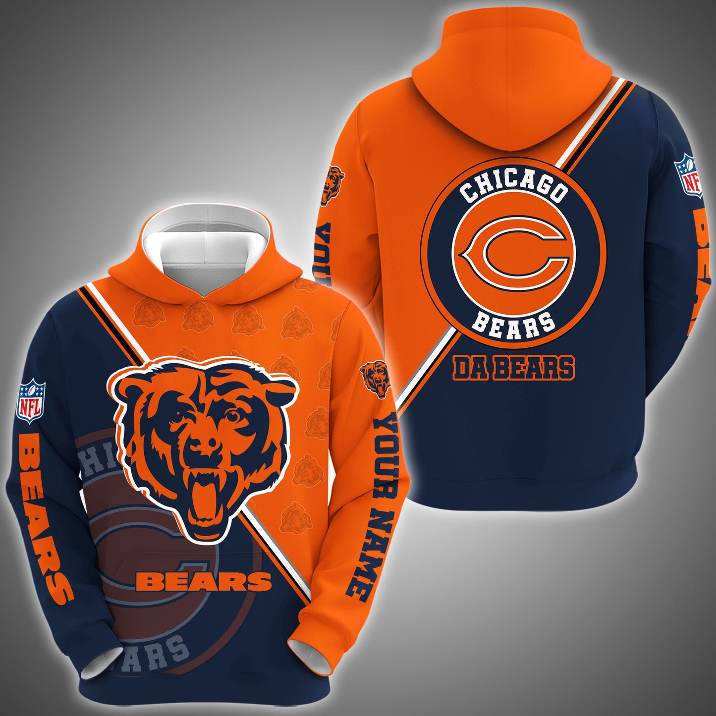 Chicago Bears Combo Hoodie And Sweatpants Custom Your Name, Sport Clothings, Sport Gifts ETRG-62940