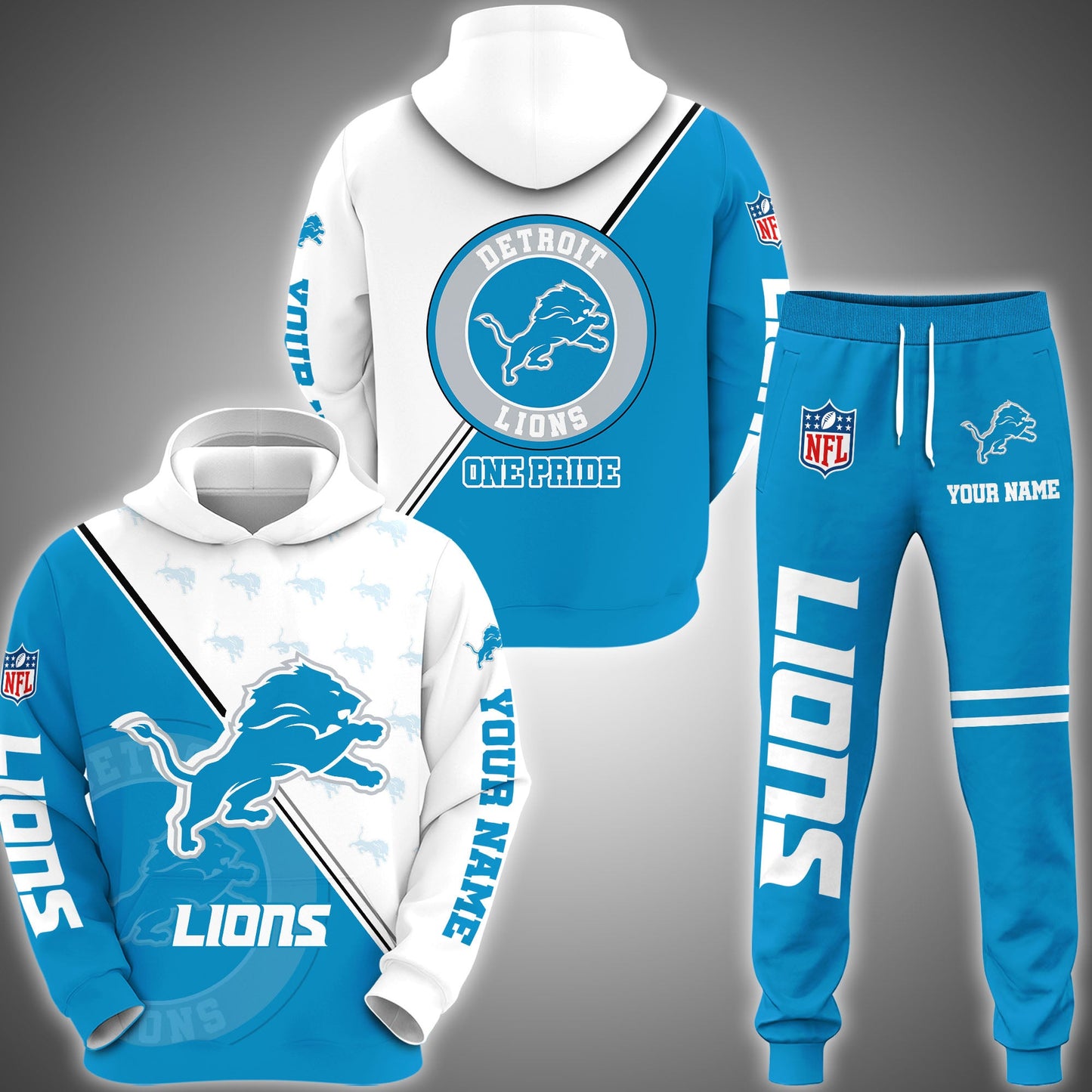 Detroit Lions Combo Hoodie And Sweatpants Custom Your Name, Sport Clothings, Sport Gifts ETRG-62940