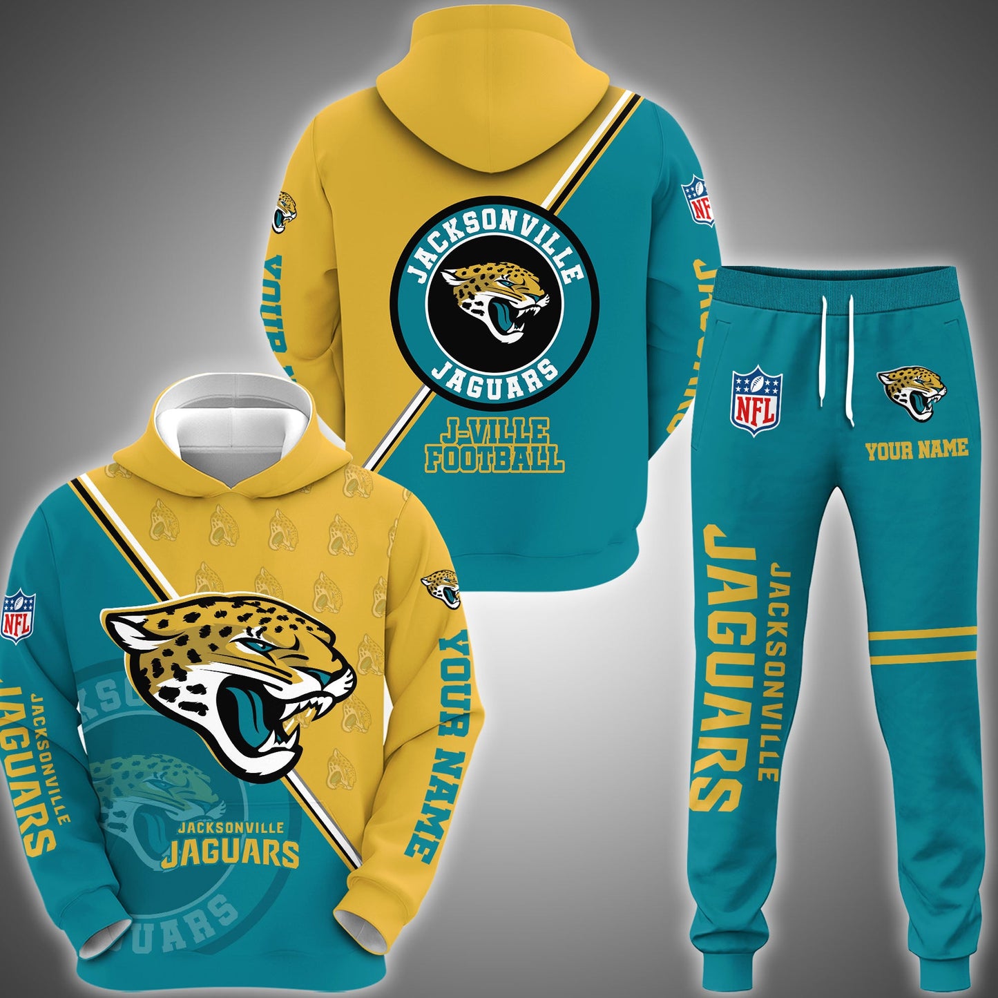 Jacksonville Jaguars Combo Hoodie And Sweatpants Custom Your Name, Sport Clothings, Sport Gifts ETRG-62940