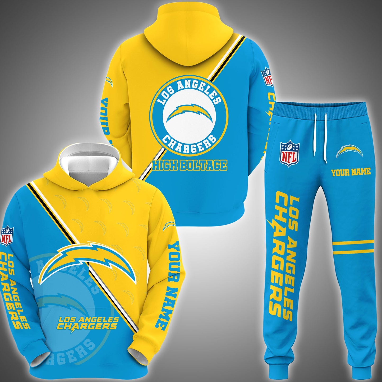 Los Angeles Chargers Combo Hoodie And Sweatpants Custom Your Name, Sport Clothings, Sport Gifts ETRG-62940