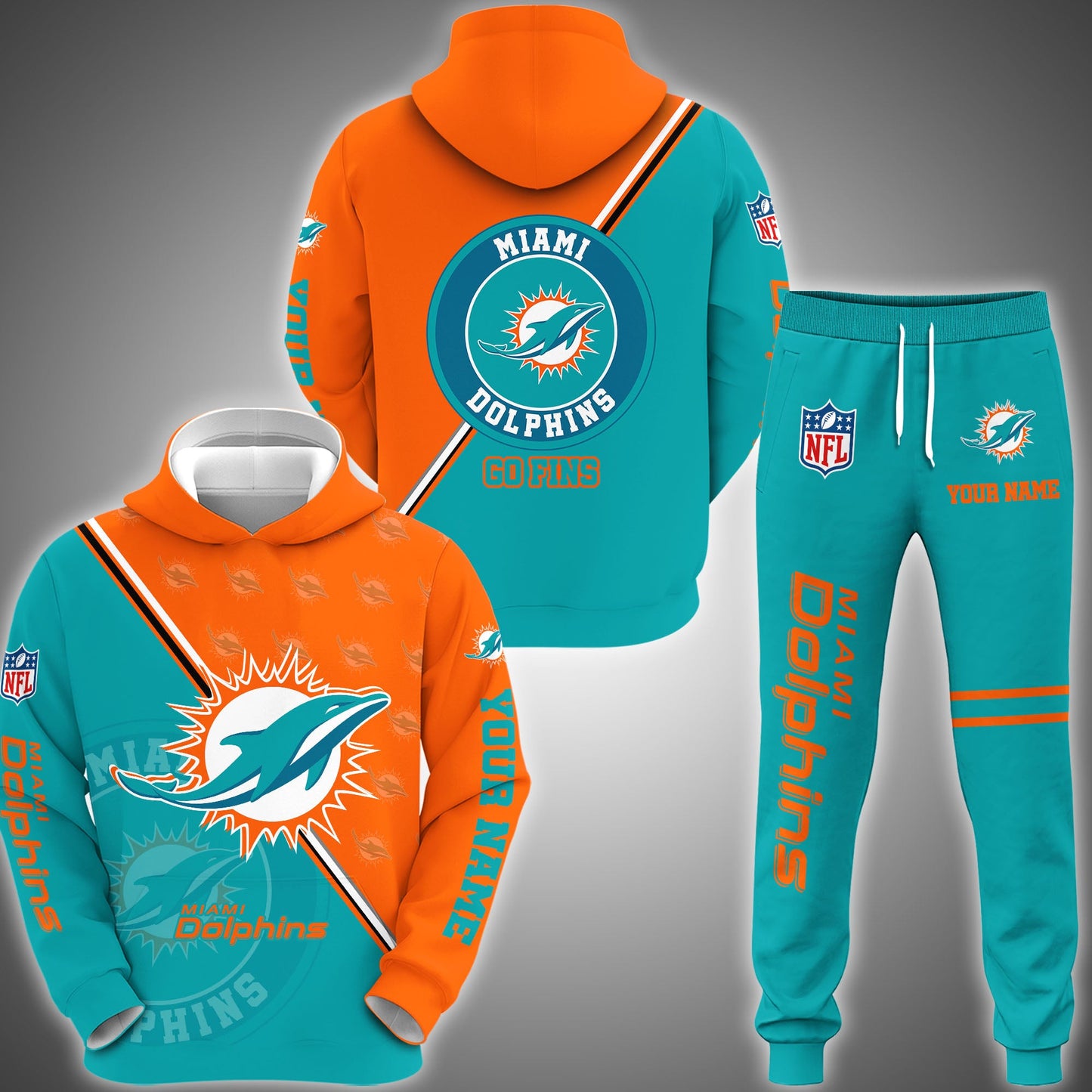 Miami Dolphins Combo Hoodie And Sweatpants Custom Your Name, Sport Clothings, Sport Gifts ETRG-62940