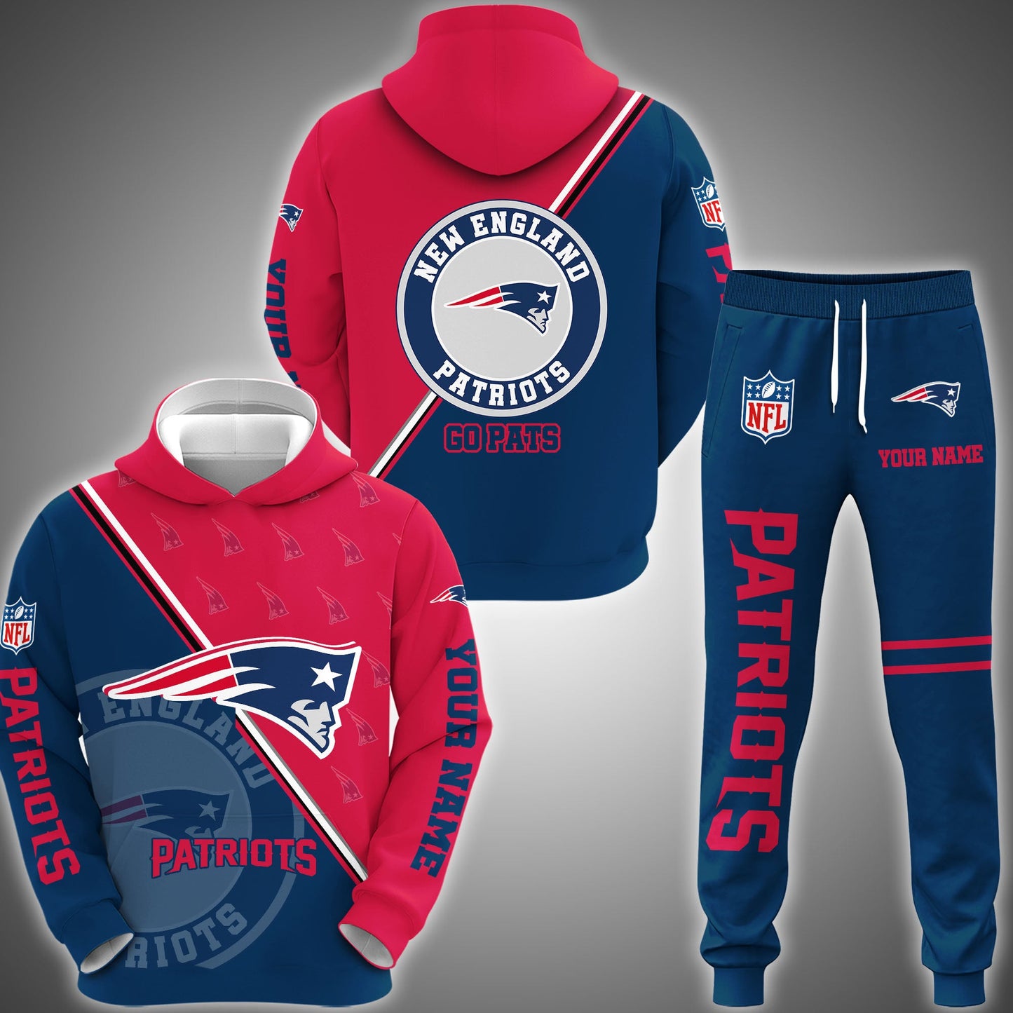 New England Patriots Combo Hoodie And Sweatpants Custom Your Name, Sport Clothings, Sport Gifts ETRG-62940
