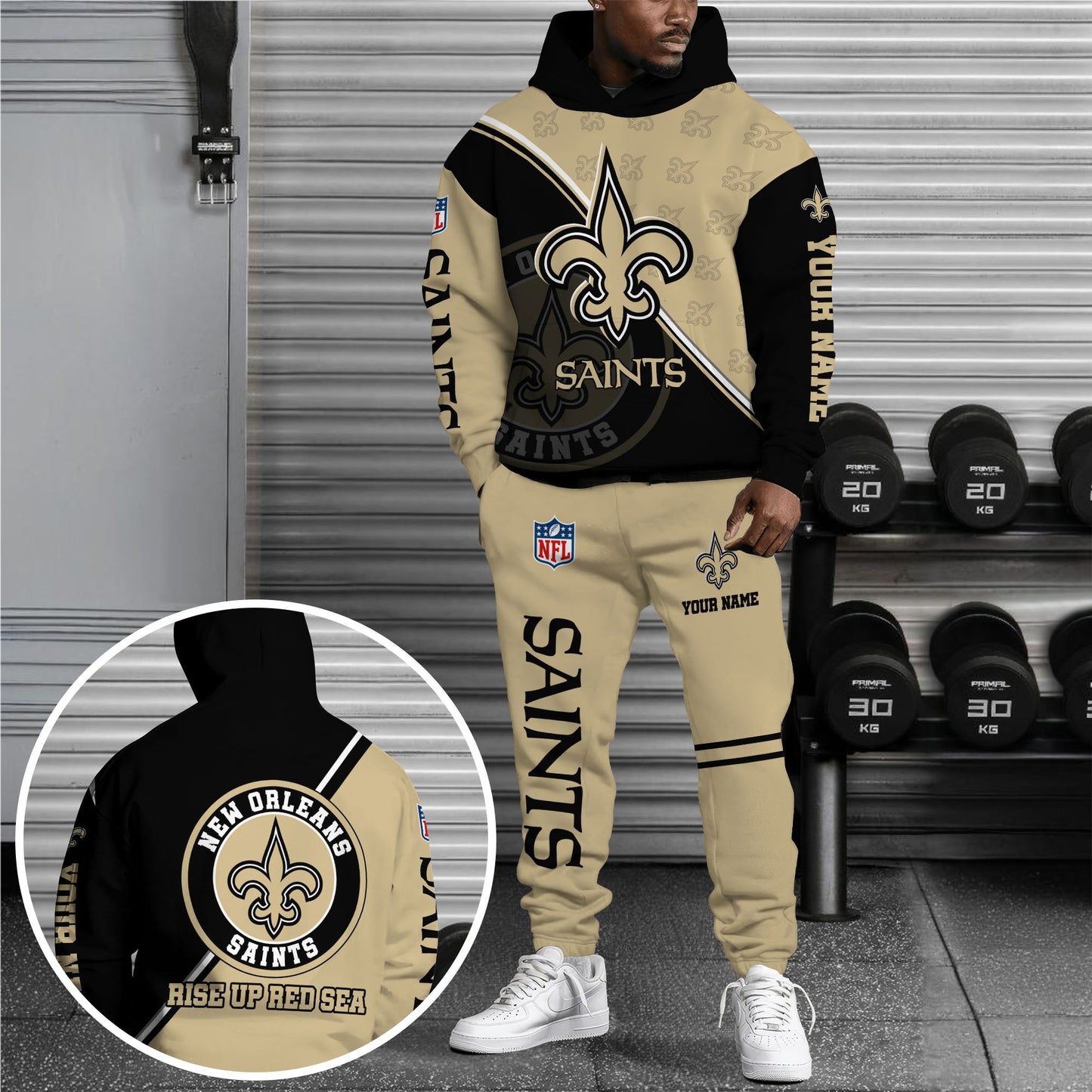 New Orleans Saints Combo Hoodie And Sweatpants Custom Your Name, Sport Clothings, Sport Gifts ETRG-62940
