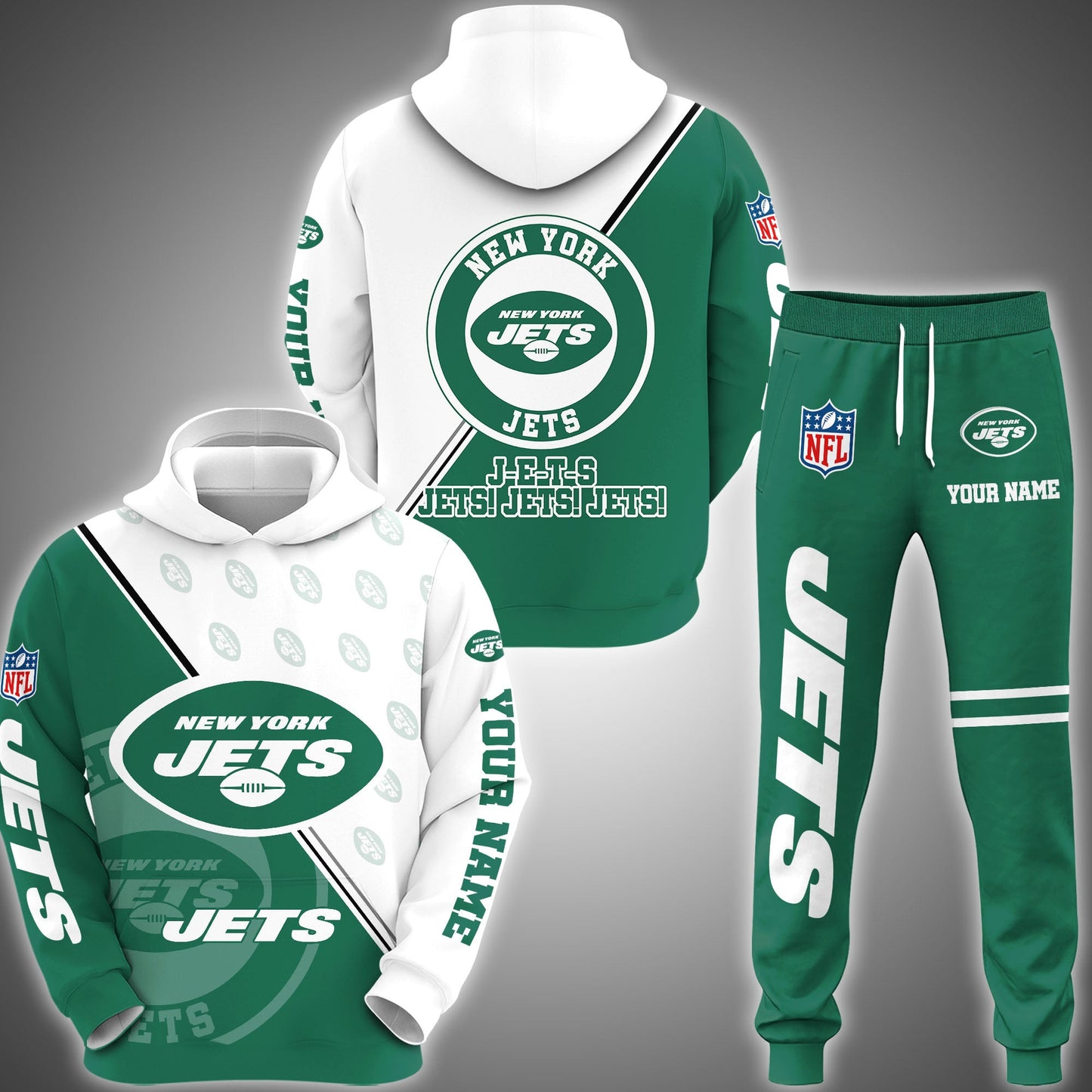 New York Jets Combo Hoodie And Sweatpants Custom Your Name, Sport Clothings, Sport Gifts ETRG-62940