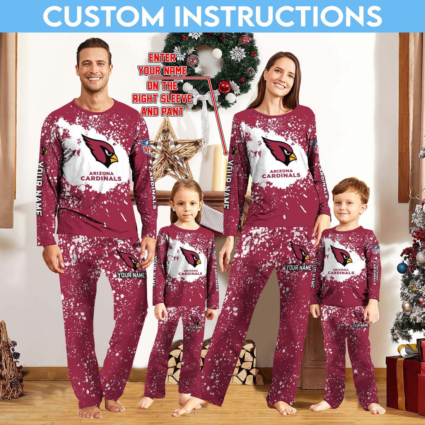 Arizona Cardinals Football Pajamas Custom Your Name, Sport Team Pajamas Set Gift for Fans ETUA-09263699