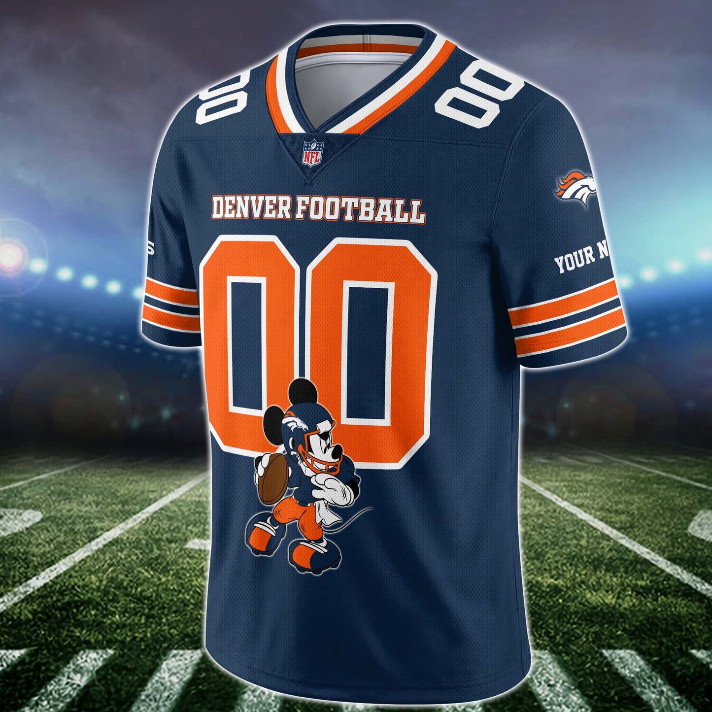 Denver Broncos Vneck Football Jersey Custom Name and Number, Football Team Gift for Fans ETUA-10023780
