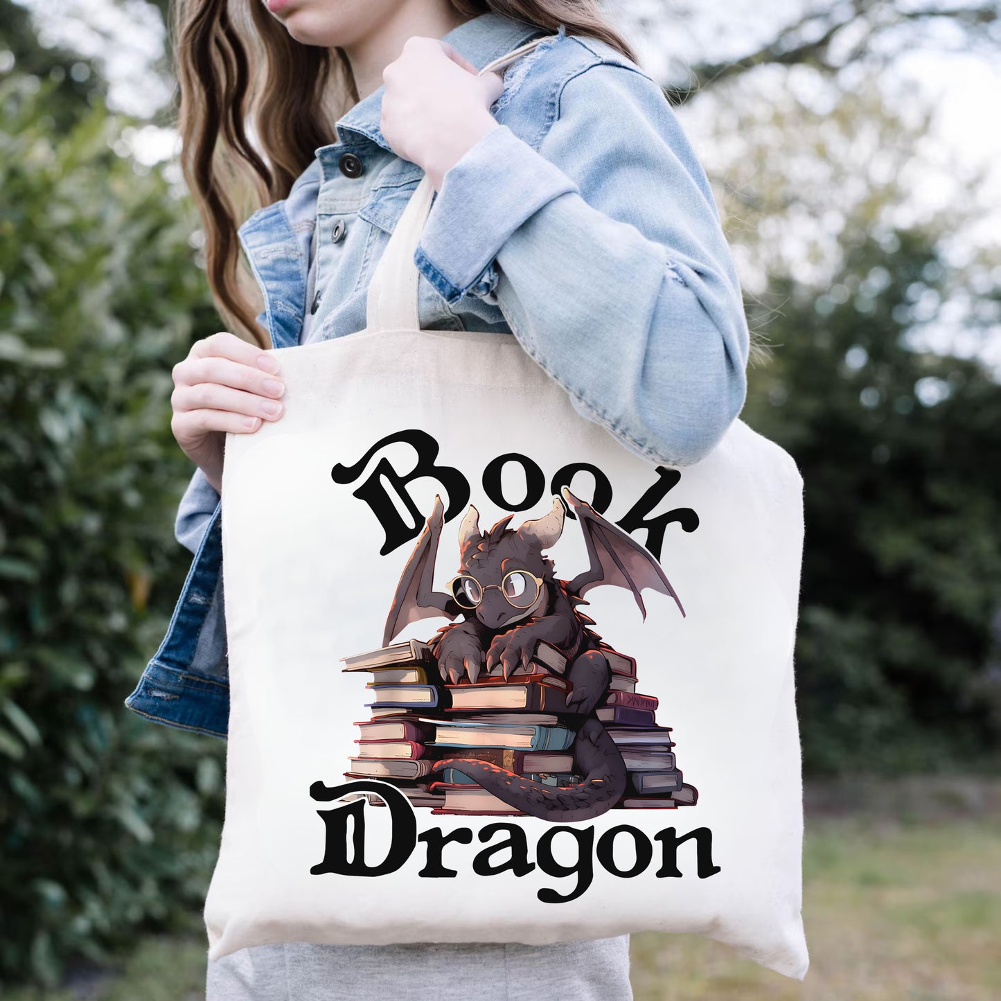 Book Dragon Tote Bag – Literary Lover Gift