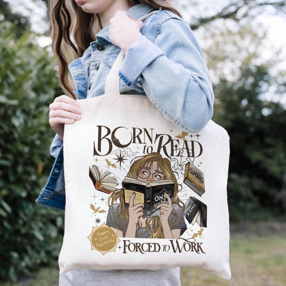 Born to Read Tote Bag – Book Lover Aesthetic Canvas