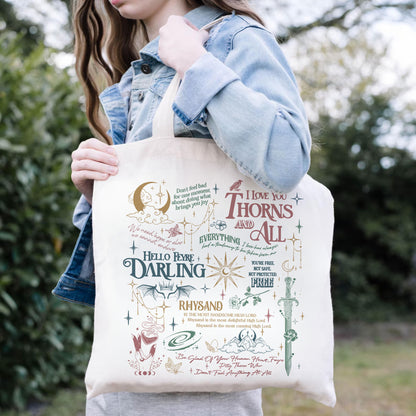 ACOTAR Quotes Tote Bag – Rhysand & Feyre Book Lover Gift