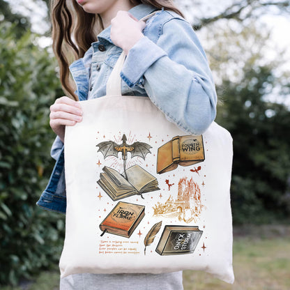 Fourth Wing Bookstack Tote Bag – Empyrean Series Design
