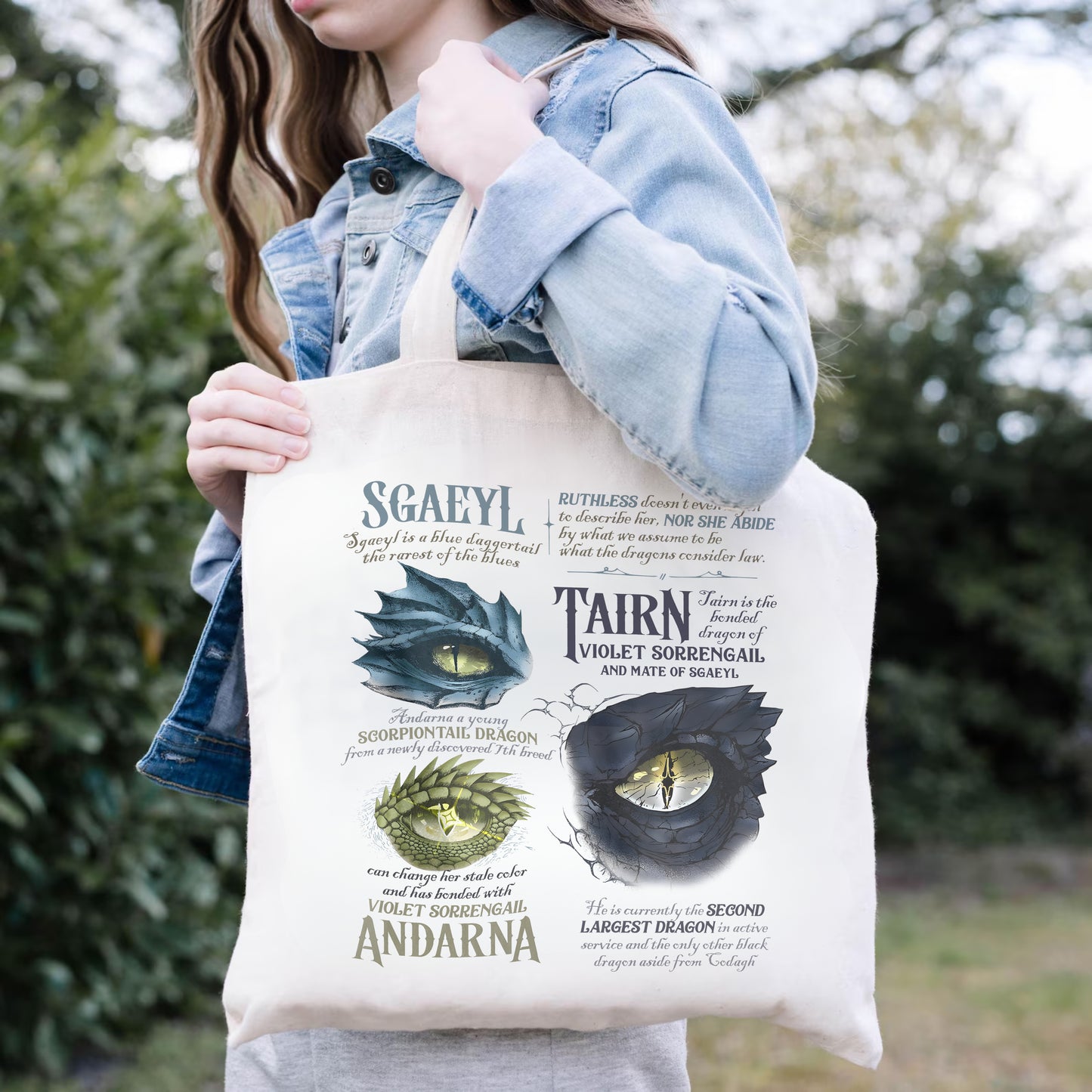 Fourth Wing Dragon Eyes Tote Bag – Tairn, Sgaeyl & Andarna