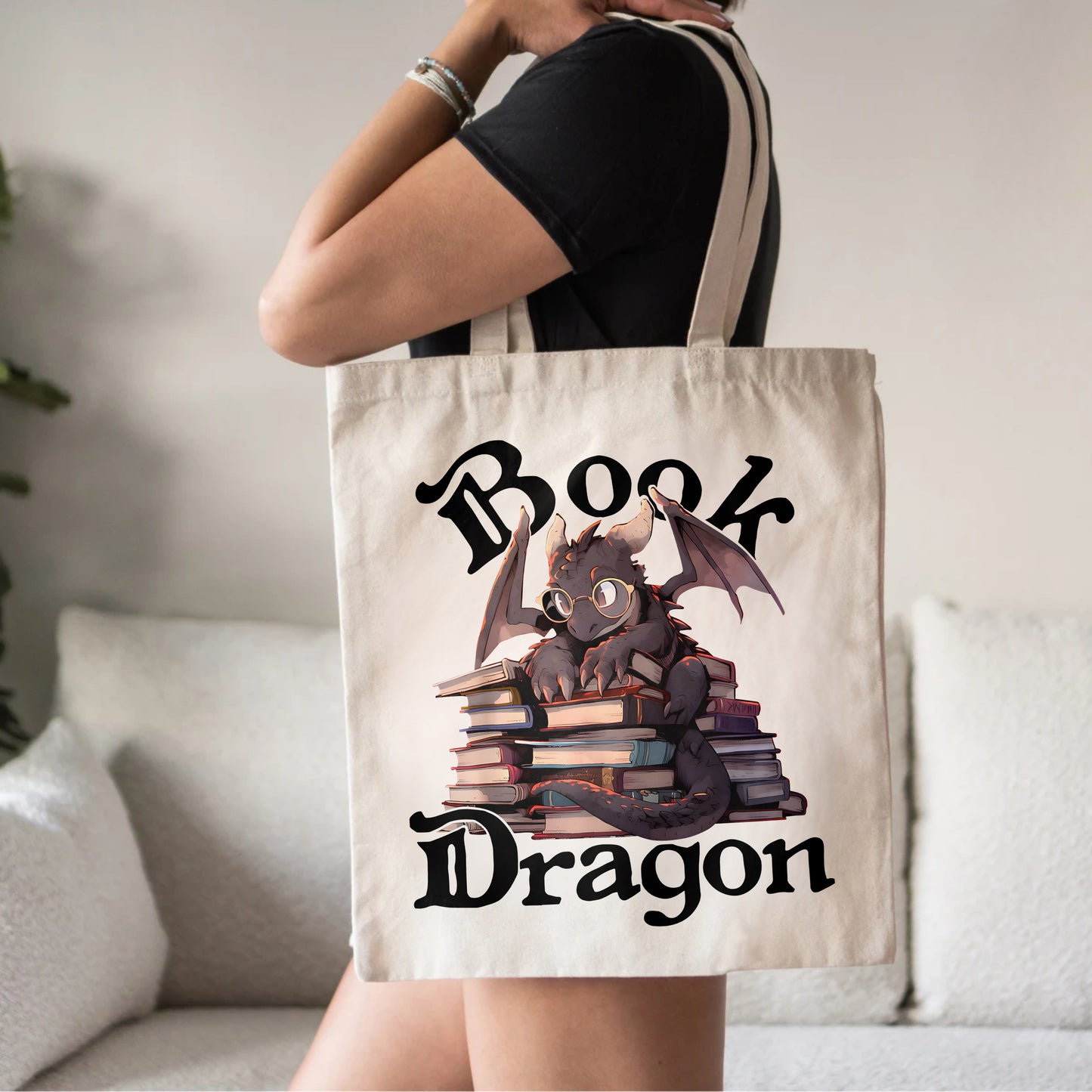 Book Dragon Tote Bag – Literary Lover Gift