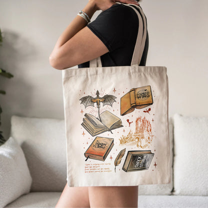 Fourth Wing Bookstack Tote Bag – Empyrean Series Design