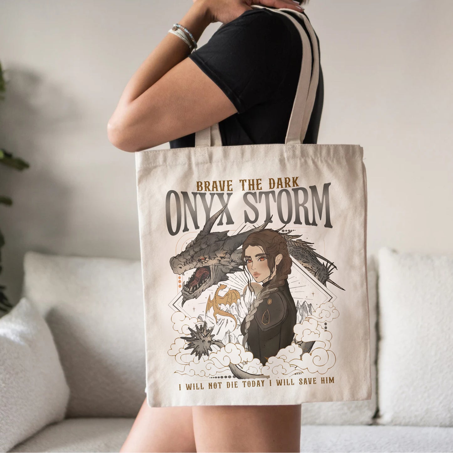 Onyx Storm Tote Bag – Brave the Dark Design