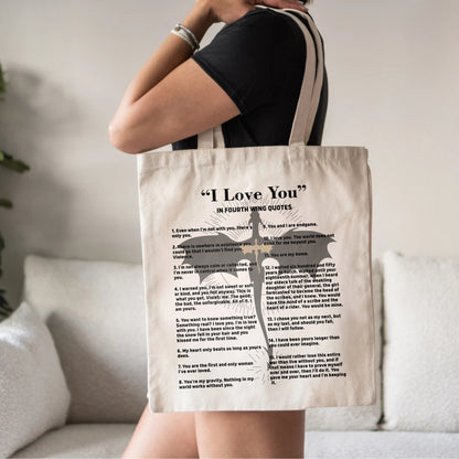 Fourth Wing Love Quotes Tote Bag – Violet & Xaden Moments