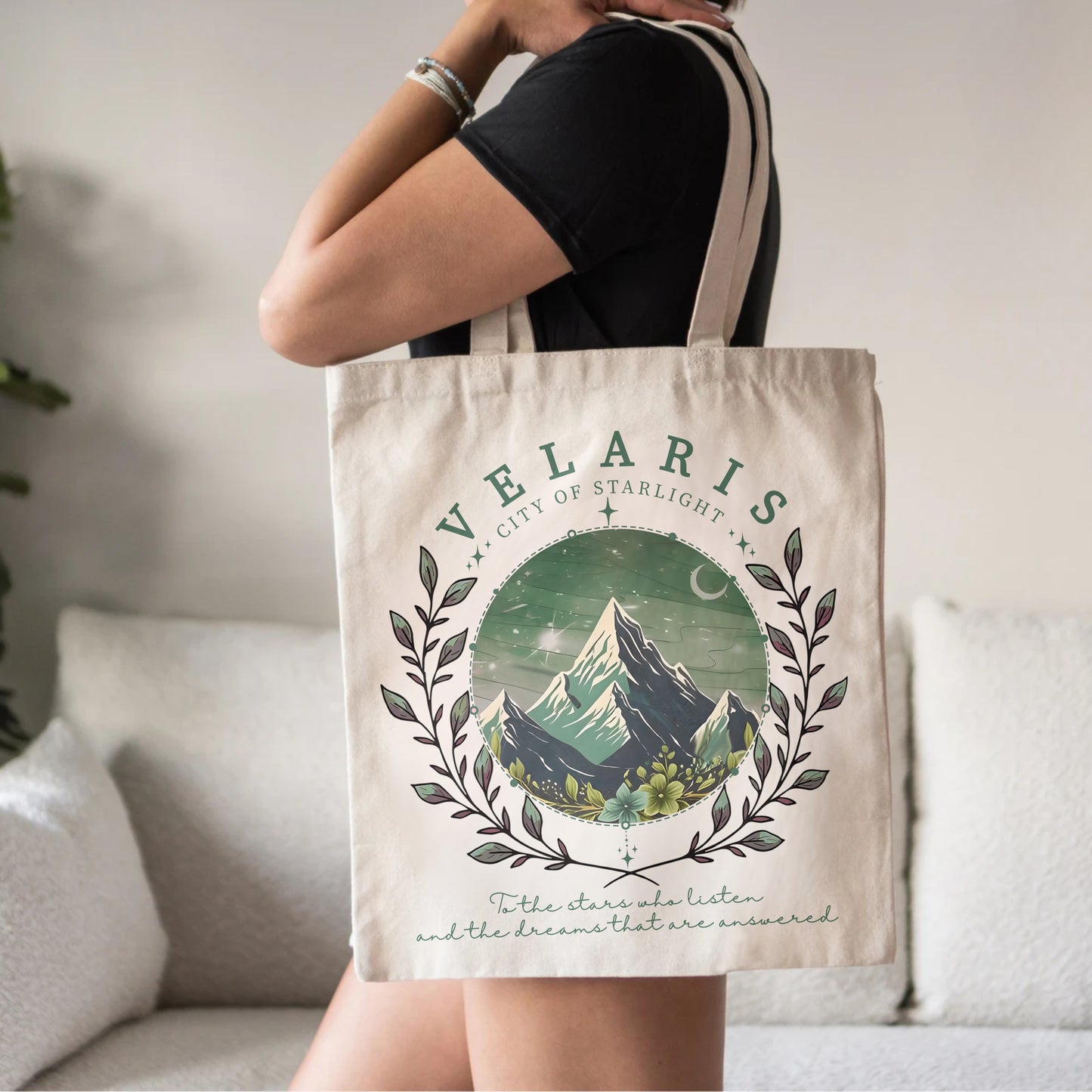 Velaris City of Starlight Tote – ACOTAR Quote Bag for Book Lovers