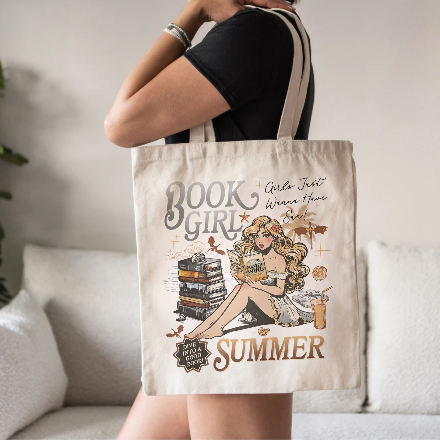 Fourth Wing Summer Tote – Book Girl Aesthetic Bag