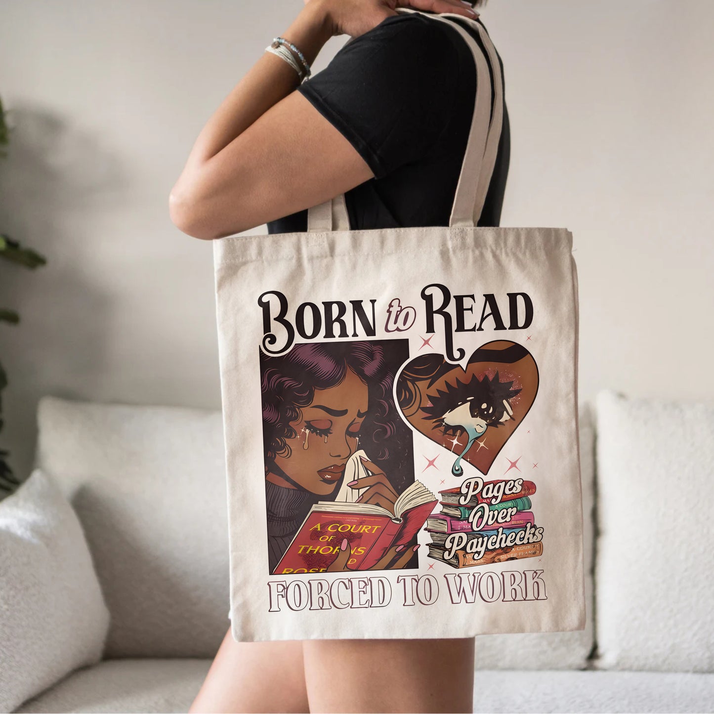 ACOTAR Reader Tote – Born to Read, Forced to Work Bag