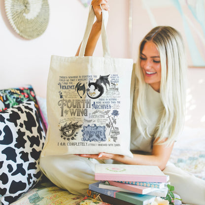 Fourth Wing Quote Tote – Xaden Obsessed Book Bag