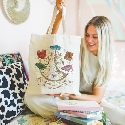 To the Stars Tote Bag – Dreams & Books Design