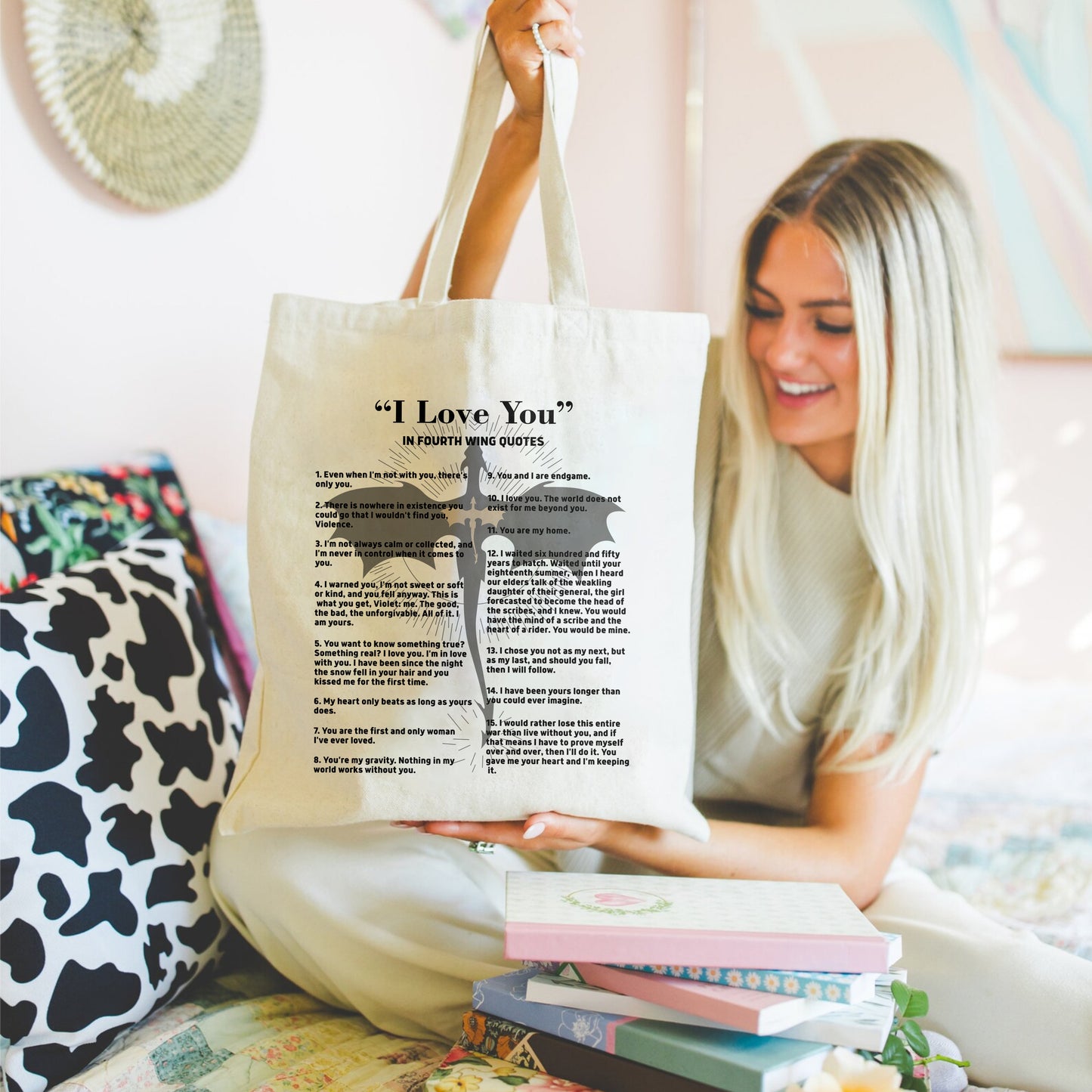 Fourth Wing Love Quotes Tote Bag – Violet & Xaden Moments