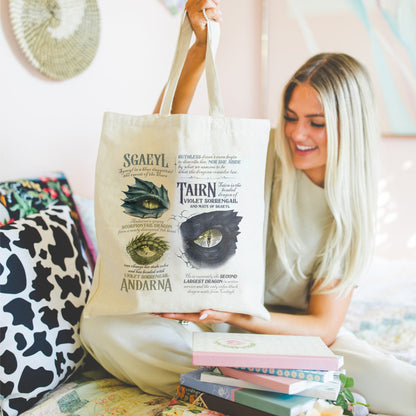 Fourth Wing Dragon Eyes Tote Bag – Tairn, Sgaeyl & Andarna