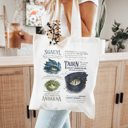Fourth Wing Dragon Eyes Tote Bag – Tairn, Sgaeyl & Andarna
