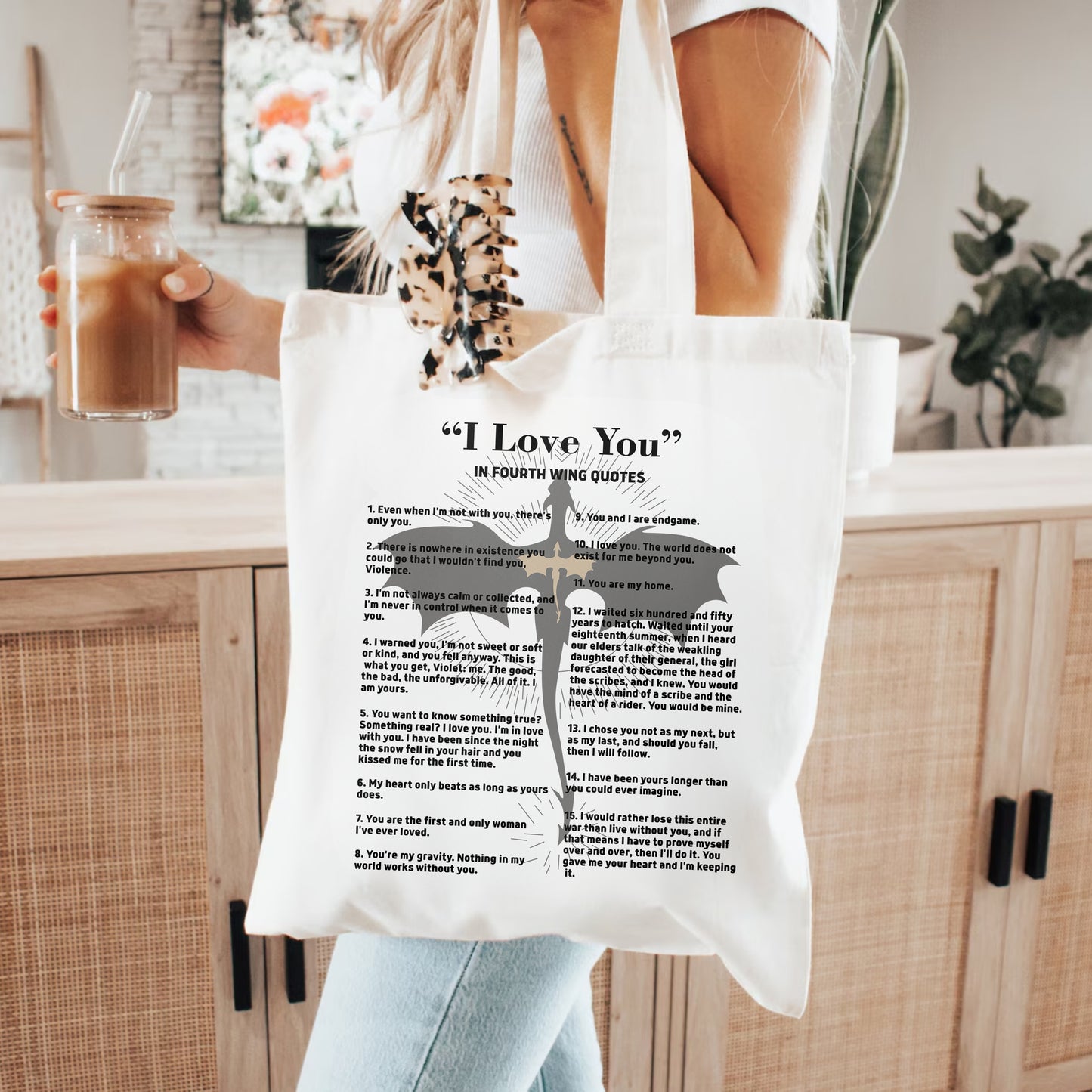 Fourth Wing Love Quotes Tote Bag – Violet & Xaden Moments