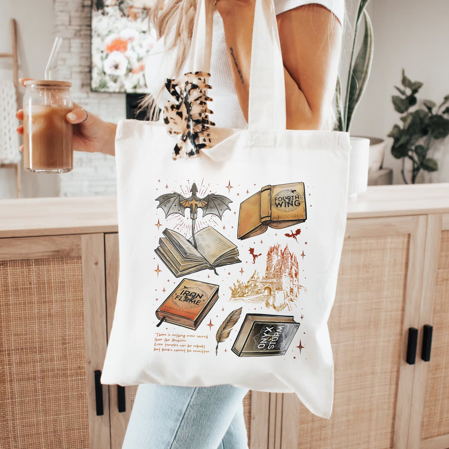 Fourth Wing Bookstack Tote Bag – Empyrean Series Design