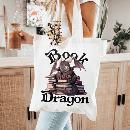 Book Dragon Tote Bag – Literary Lover Gift