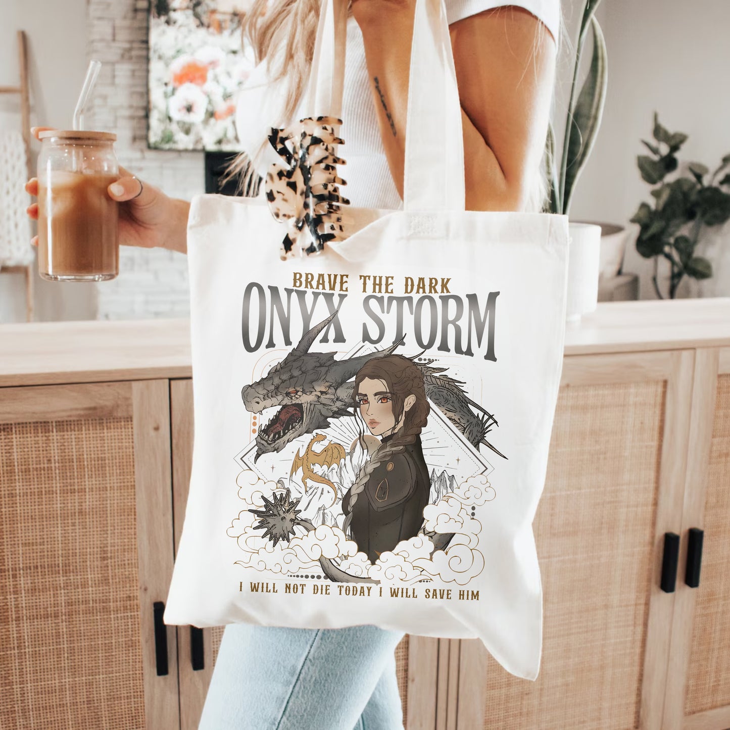 Onyx Storm Tote Bag – Brave the Dark Design
