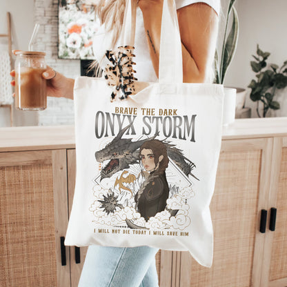 Onyx Storm Tote Bag – Brave the Dark Design