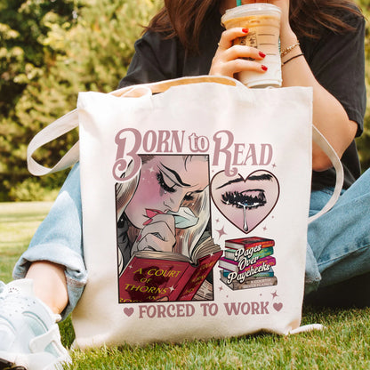 ACOTAR Crying Girl Tote – Born to Read, Forced to Work