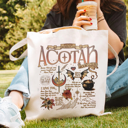 ACOTAR Book Club Tote – Fantasy Quote Lover Bag