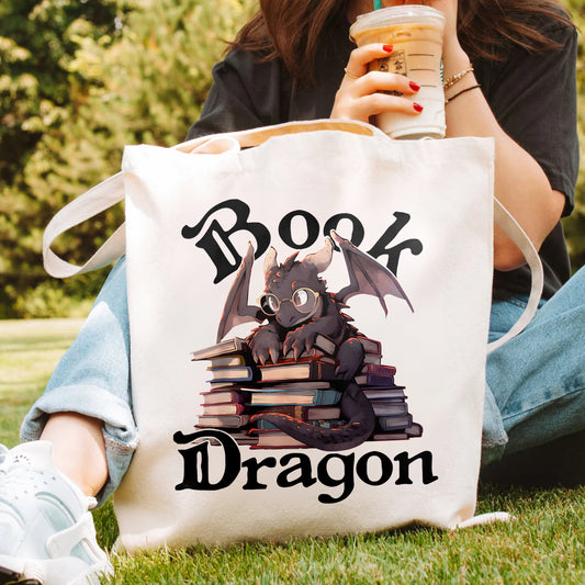 Book Dragon Tote Bag – Literary Lover Gift