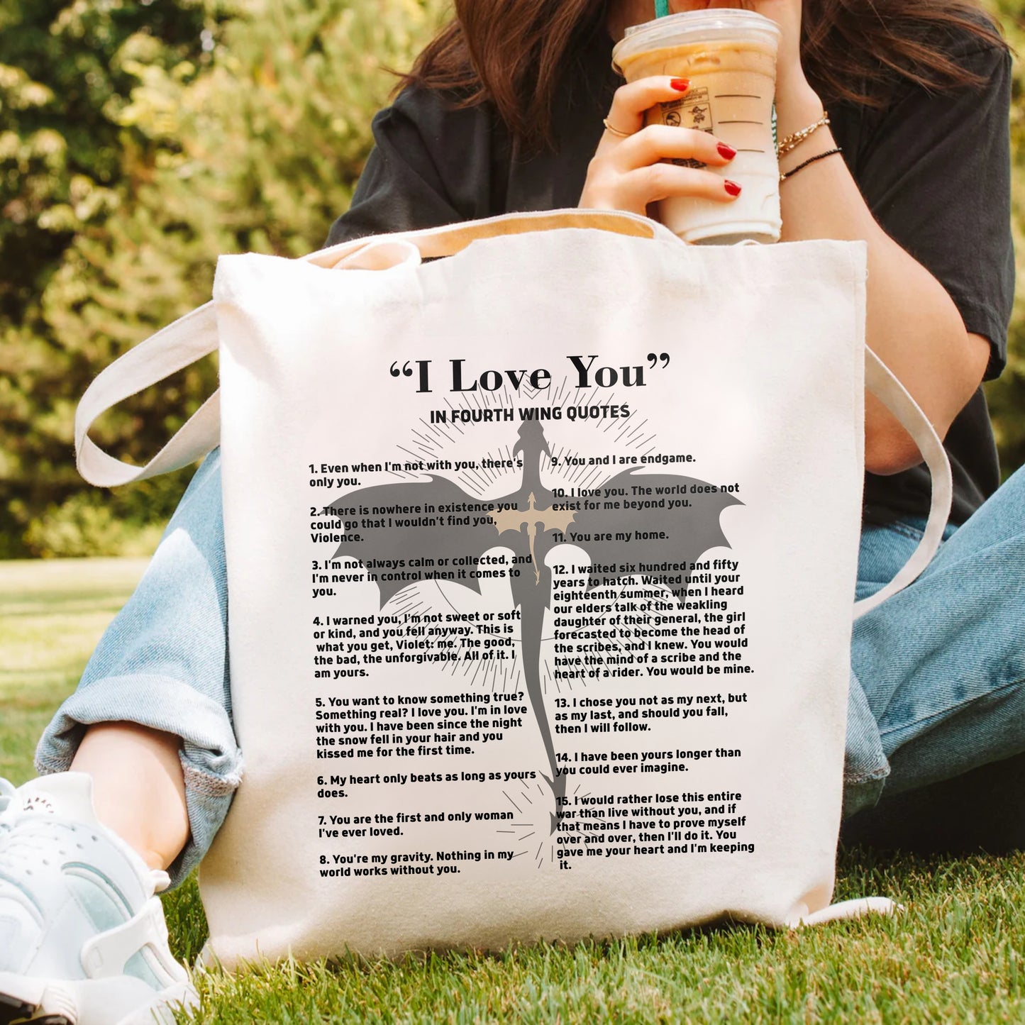 Fourth Wing Love Quotes Tote Bag – Violet & Xaden Moments