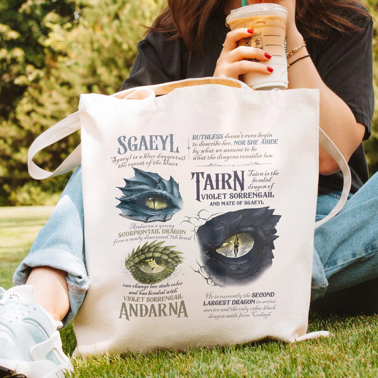 Fourth Wing Dragon Eyes Tote Bag – Tairn, Sgaeyl & Andarna