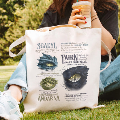 Fourth Wing Dragon Eyes Tote Bag – Tairn, Sgaeyl & Andarna