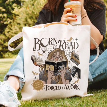 Born to Read Tote Bag – Book Lover Aesthetic Canvas