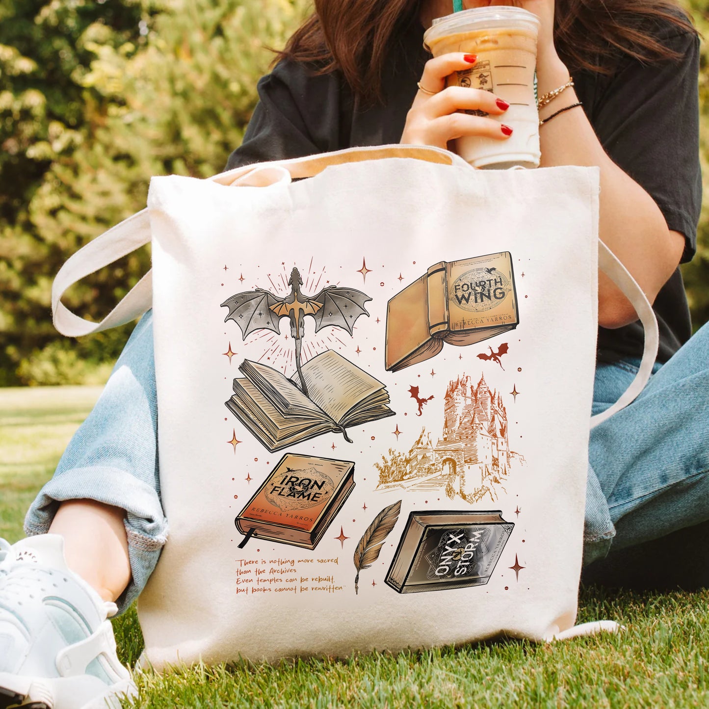 Fourth Wing Bookstack Tote Bag – Empyrean Series Design