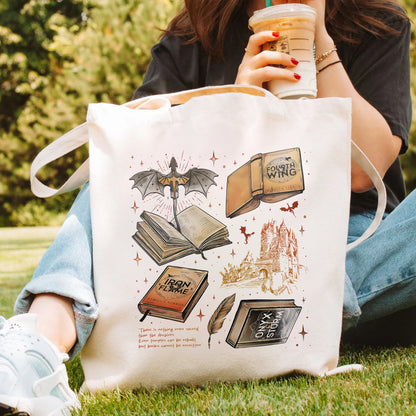 Fourth Wing Bookstack Tote Bag – Empyrean Series Design