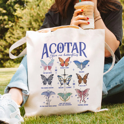 ACOTAR Butterfly Tote – Night Court Aesthetic Bag