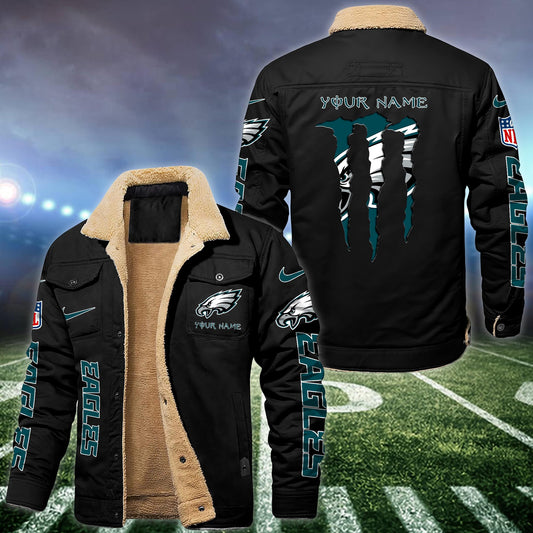 Philadelphia Eagles Fleece Bomber Jacket Custom Name, Sport Jackets For Fan ETRG-09293710