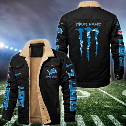 Detroit Lions Fleece Bomber Jacket Custom Name, Sport Jackets For Fan ETRG-09293710