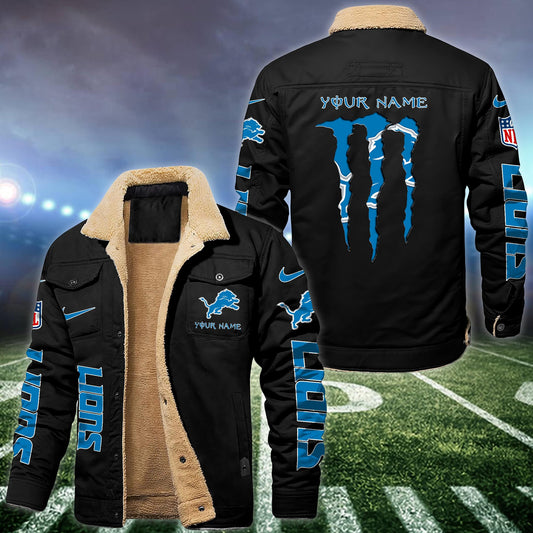Detroit Lions Fleece Bomber Jacket Custom Name, Sport Jackets For Fan ETRG-09293710