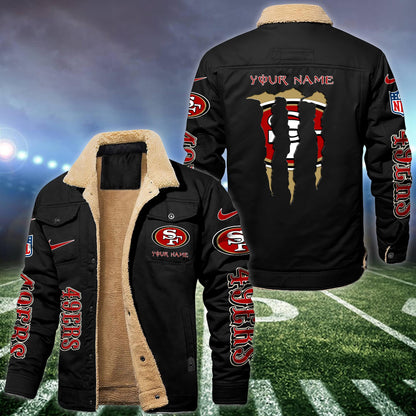 San Francisco 49ers Fleece Bomber Jacket Custom Name, Sport Jackets For Fan ETRG-09293710