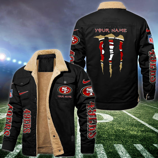 San Francisco 49ers Fleece Bomber Jacket Custom Name, Sport Jackets For Fan ETRG-09293710