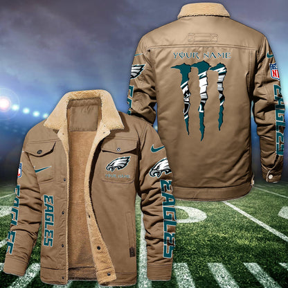 Philadelphia Eagles Fleece Bomber Jacket Custom Name, Sport Jackets For Fan ETRG-09293710